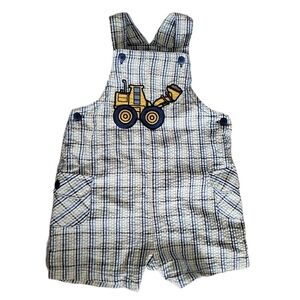 OKIEDOKIE Seersucker Plaid Dump Truck Overalls
